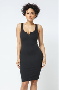 Curve Game Strong Ribbed Open Front Bodycon Dress