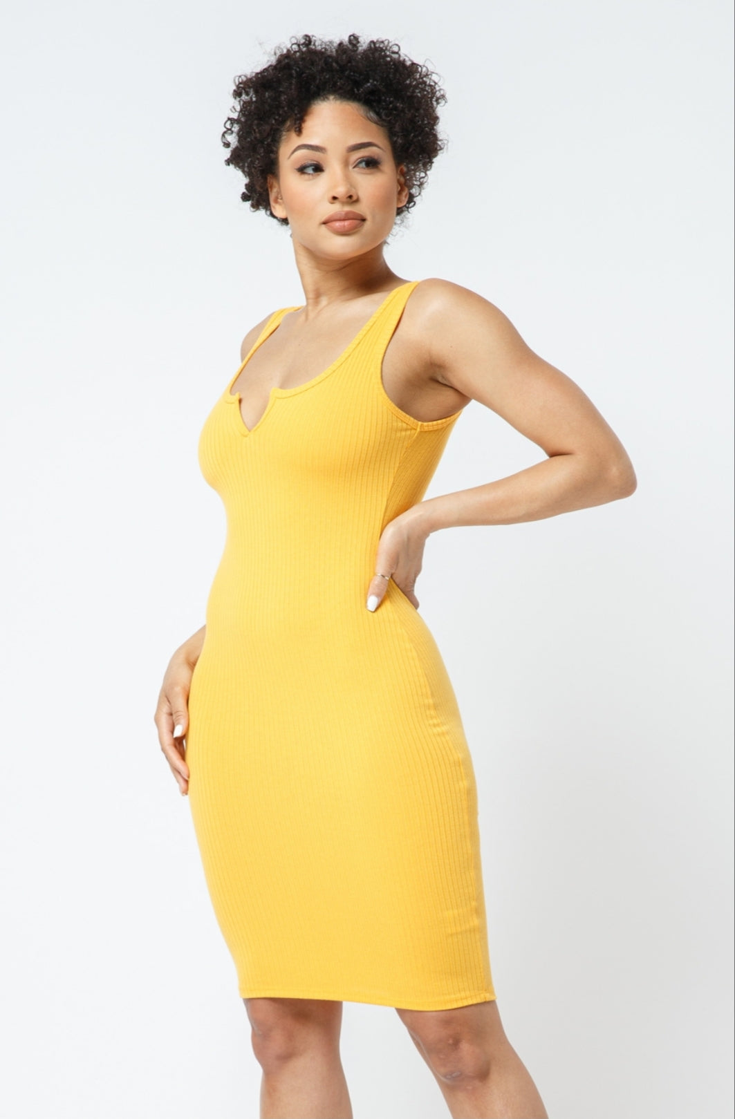 Curve Game Strong Ribbed Open Front Bodycon Dress