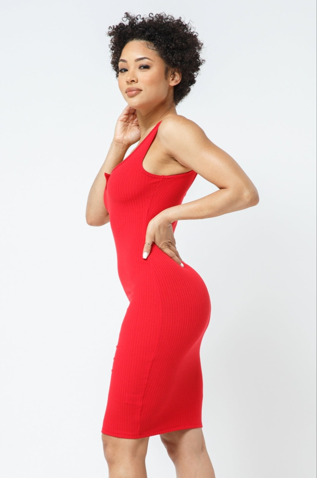 Curve Game Strong Ribbed Open Front Bodycon Dress